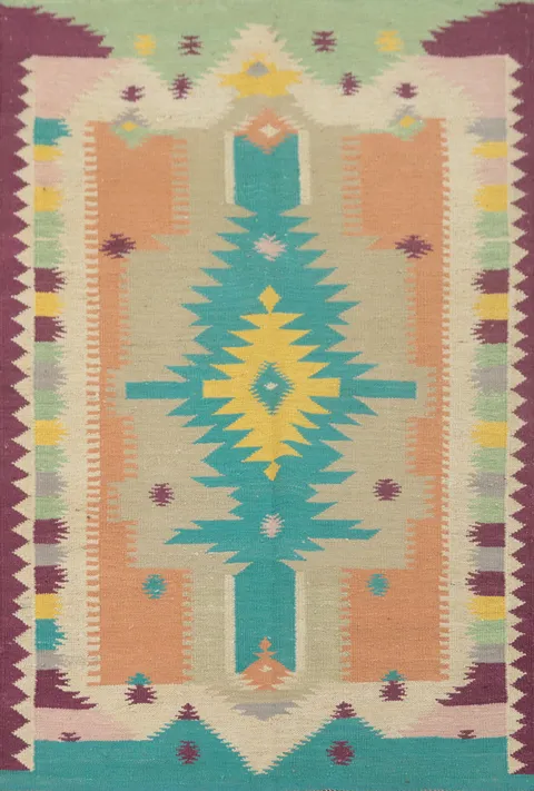 Fat Weave Wool Kilim Oriental Rug 4x6