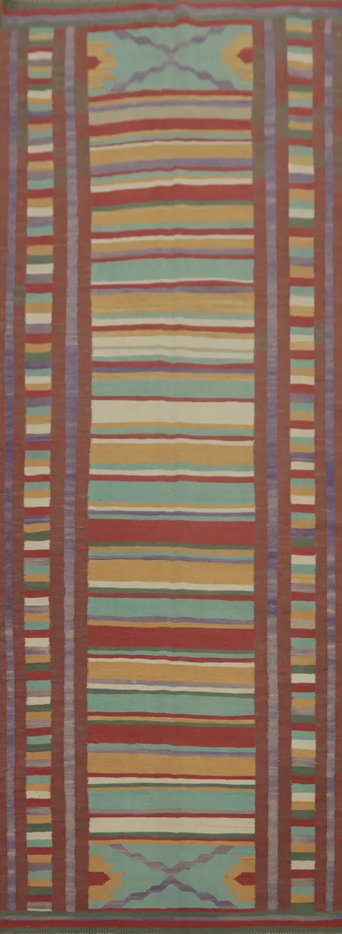 Striped Wool Kilim Oriental Runner Rug 4x12