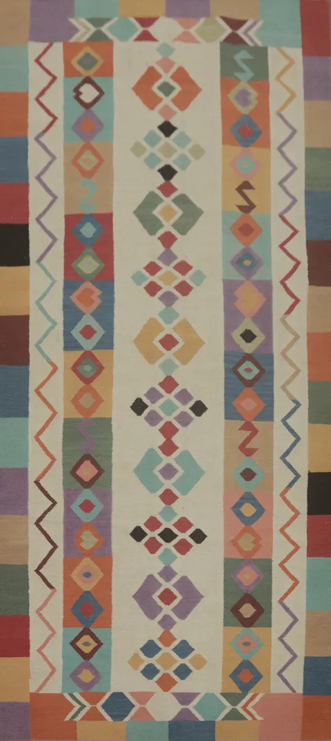 Geometric Wool Kilim Oriental Area Rug 5x11