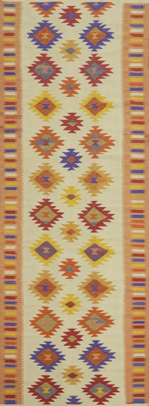 Geometric Wool Kilim Oriental Runner Rug 5x16