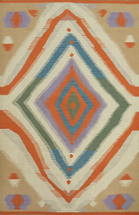 Geometric Wool Kilim Oriental Rug 5x7
