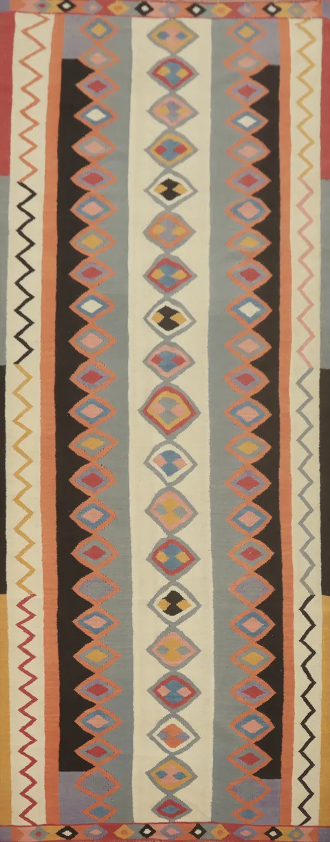 Fat Weave Wool Kilim Oriental Runner Rug 5x14