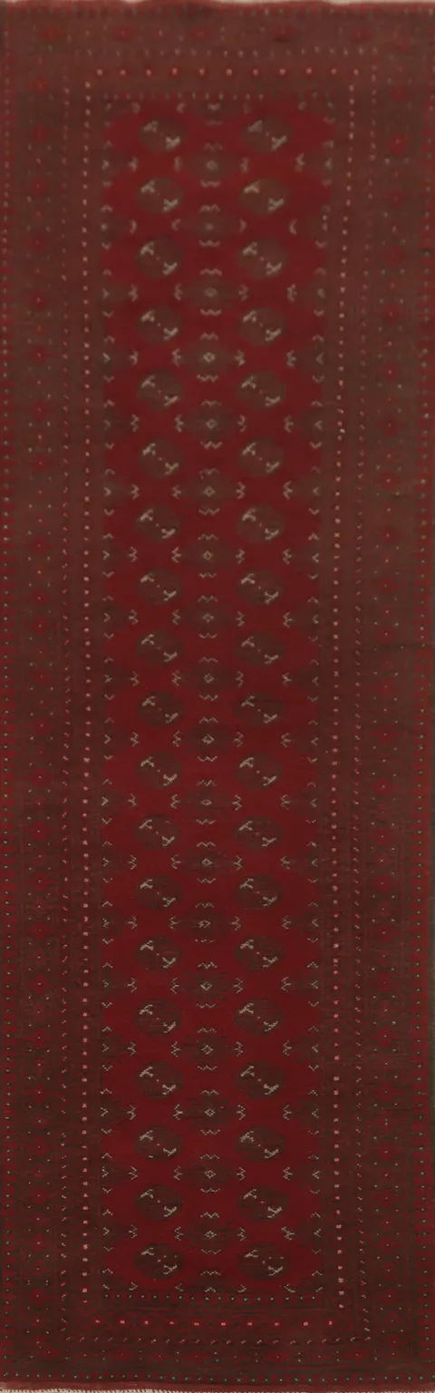 Tribal Red Balouch Afghan Runner Rug 3x12