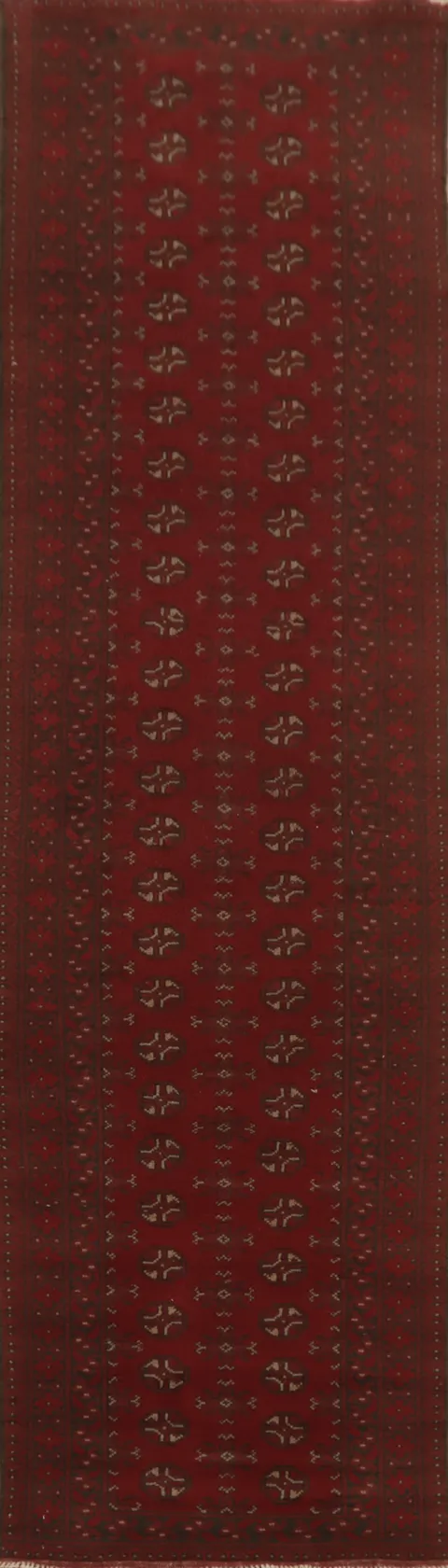Elephant Foot Red Balouch Afghan Runner Rug 3x13