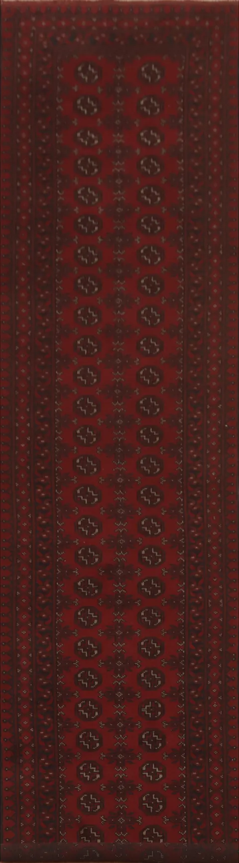 Geometric Red Balouch Afghan Runner Rug 3x16
