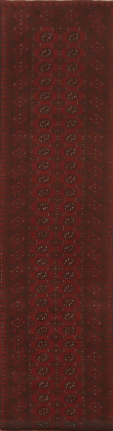 Elephant Foot Red Balouch Afghan Runner Rug 3x16