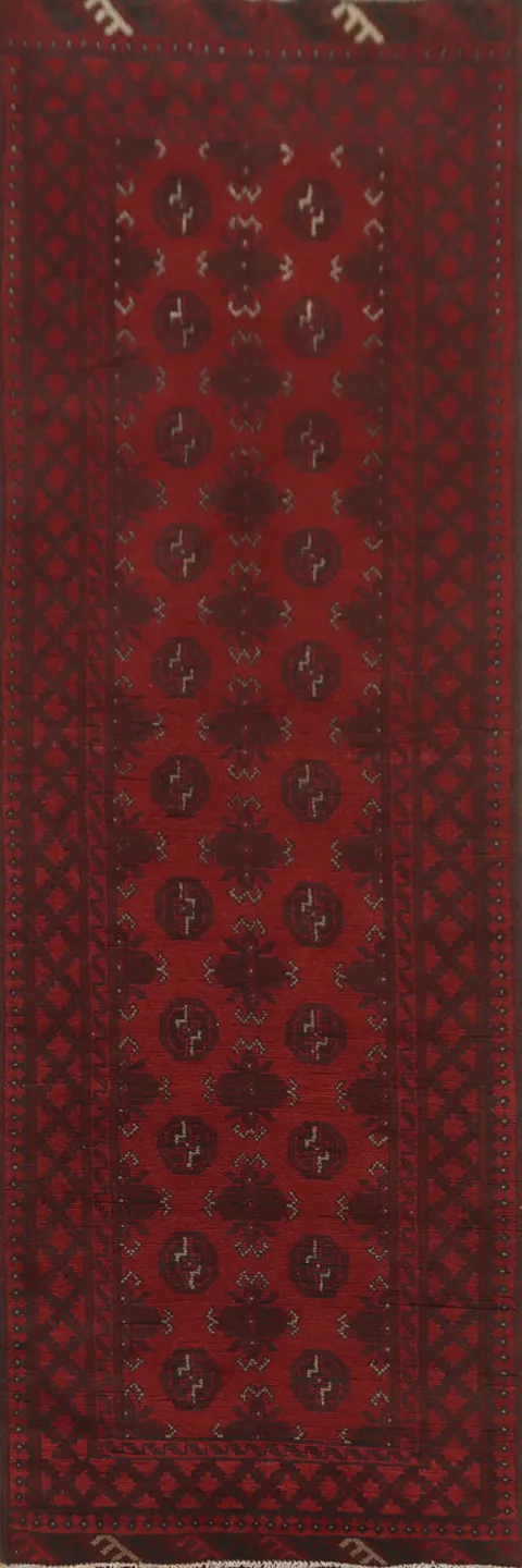 Geometric Balouch Afghan Runner Rug 3x9