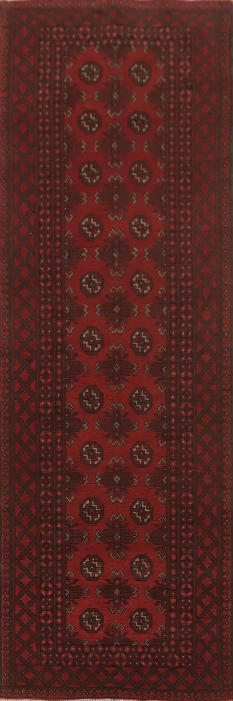 Geometric Balouch Afghan Runner Rug 3x9