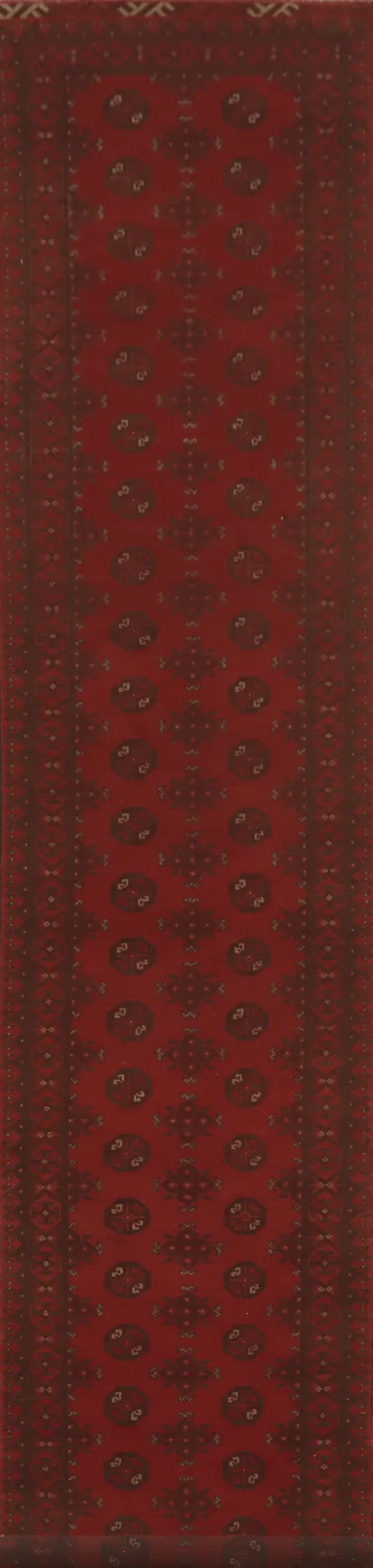 Geometric Wool Balouch Afghan Runner Rug 3x19