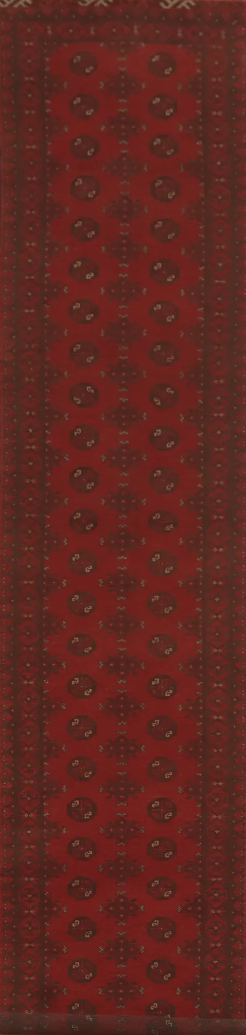 Elephant Foot Red Balouch Afghan Runner Rug 3x19