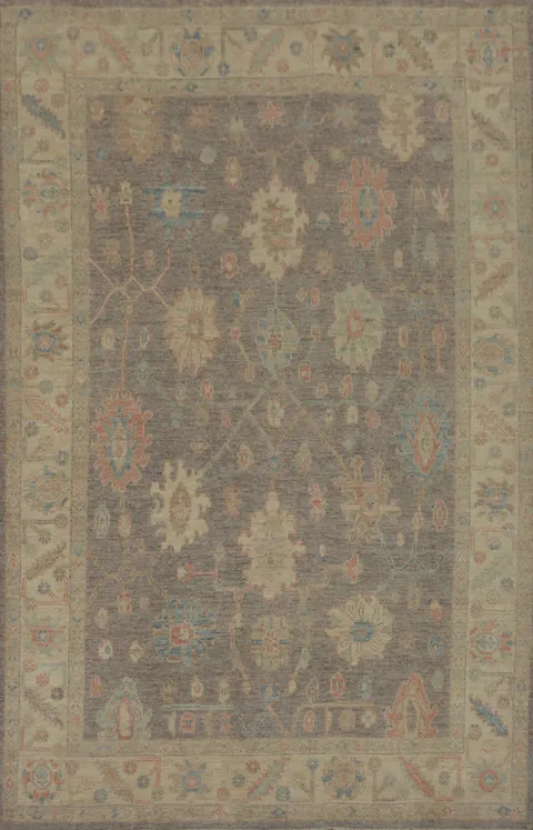 All-Over Floral Oushak Vegetable Dye Area Rug 6x9