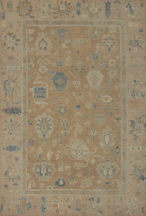 Vegetable Dye Wool Oushak Turkish Area Rug 6x9