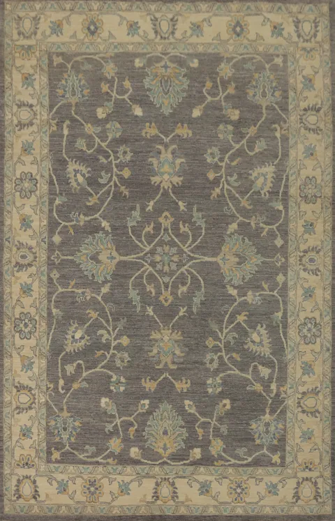 Vegetable Dye Wool Oushak Turkish Area Rug 6x9