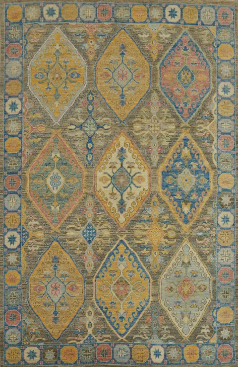 Handmade Wool Oushak Vegetable Dye Area Rug 7x9