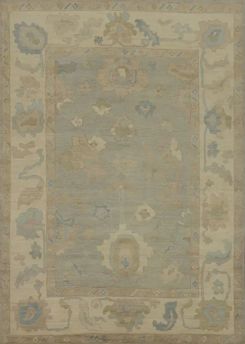 Vegetable Dye Wool Oushak Turkish Area Rug 9x12
