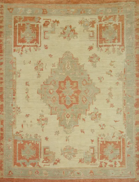 Vegetable Dye Wool Oushak Turkish Area Rug 8x10