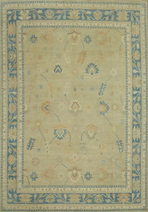 Vegetable Dye Wool Oushak Turkish Large Rug 12x15