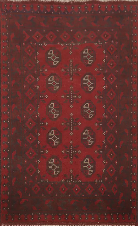 Tribal Red Balouch Afghan Foyer Rug 3x4