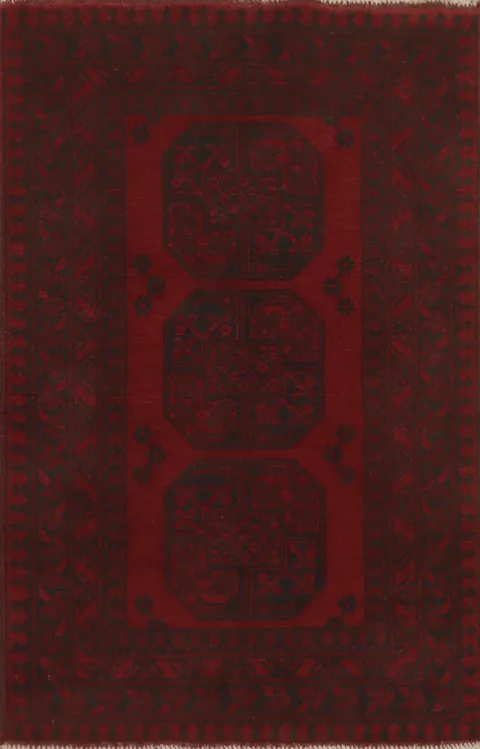 Elephant Foot Red Balouch Afghan Foyer Rug 3x4