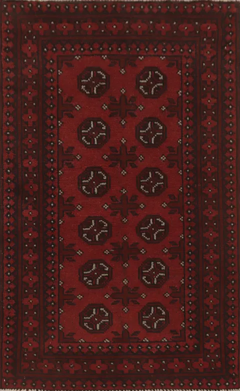 Tribal Red Balouch Afghan Foyer Rug 3x4