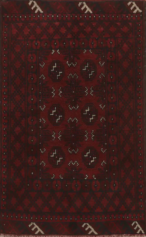 Handmade Red Balouch Afghan Foyer Rug 3x4
