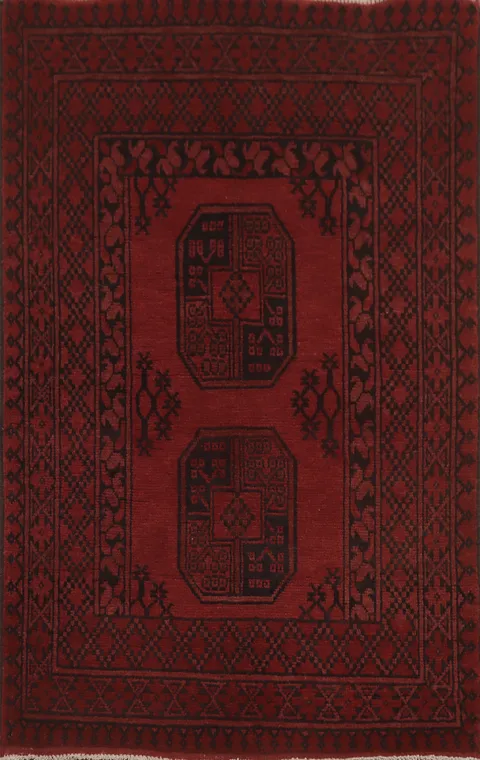 Elephant Foot Red Balouch Afghan Foyer Rug 3x4