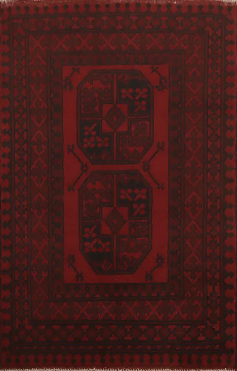 Tribal Red Balouch Afghan Foyer Rug 3x4