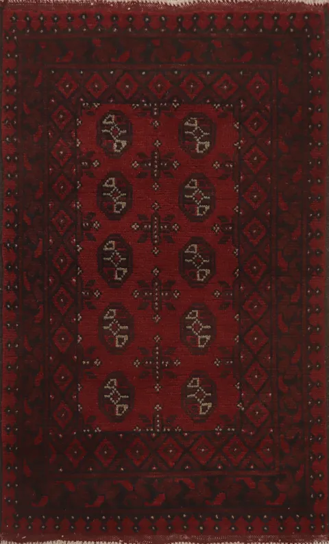 Elephant Foot Red Balouch Afghan Foyer Rug 3x4