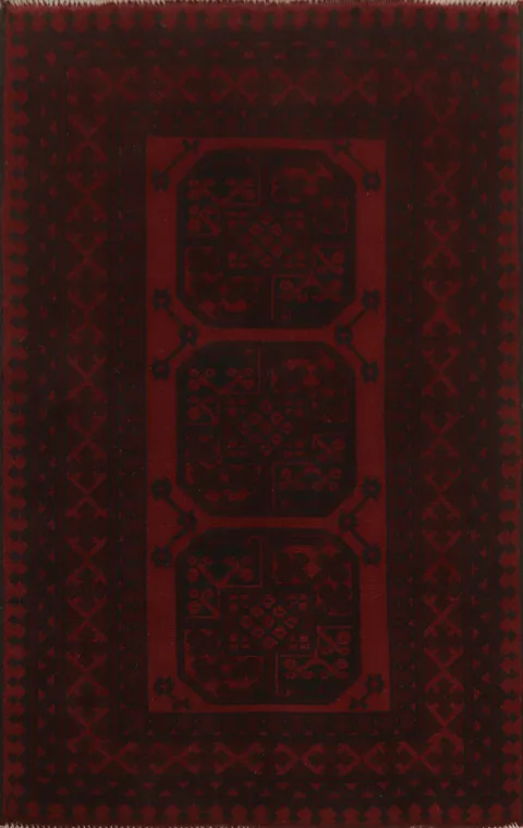 Geometric Wool Balouch Afghan Accent Rug 3x5