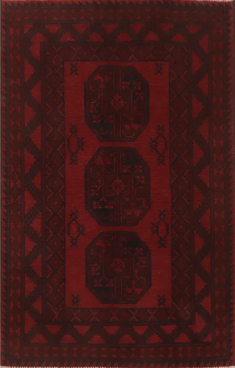 Geometric Wool Balouch Afghan Accent Rug 3x5