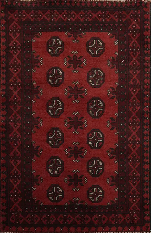 Geometric Wool Balouch Afghan Accent Rug 3x4