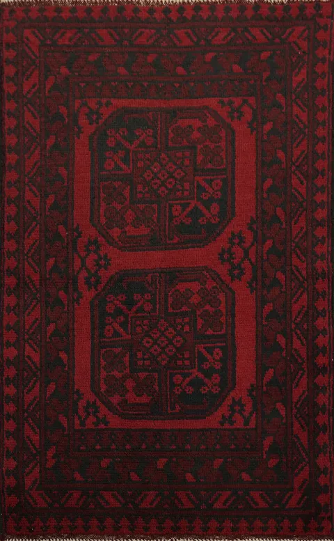 Elephant Foot Red Balouch Afghan Accent Rug 3x4