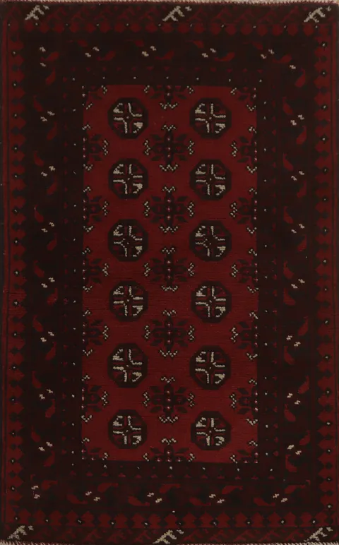 Geometric Wool Balouch Afghan Accent Rug 3x4