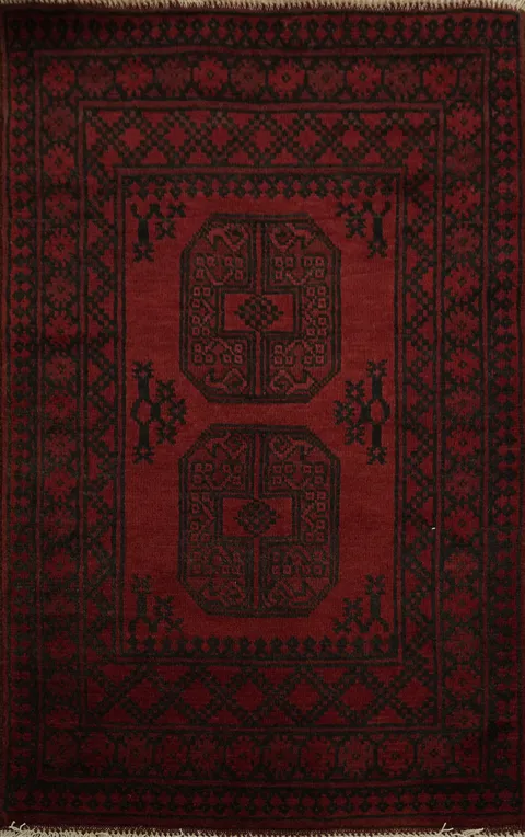 Geometric Wool Balouch Afghan Foyer Rug 3x4