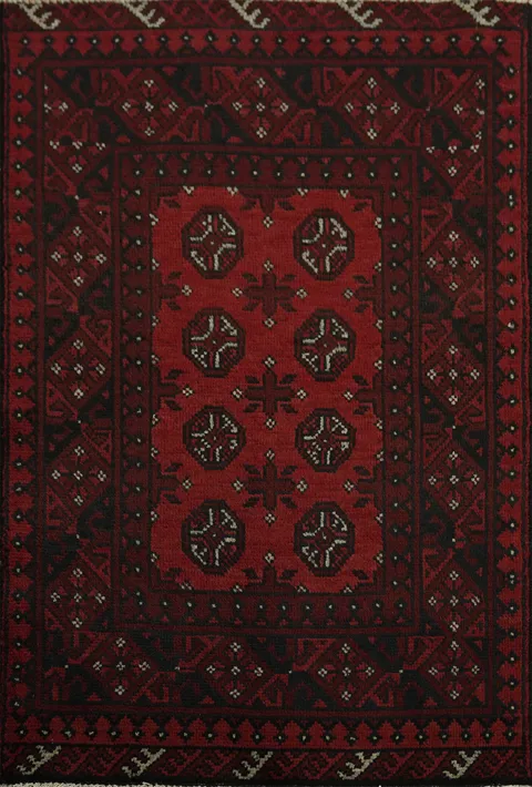 Geometric Wool Balouch Afghan Accent Rug 3x4
