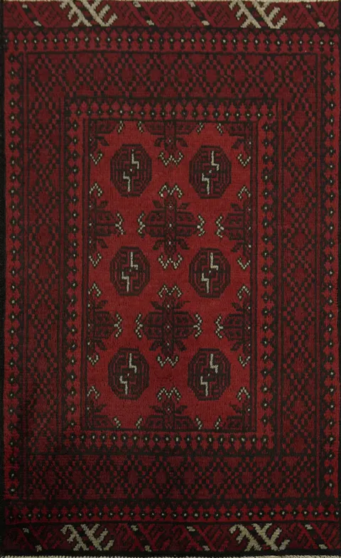 Handmade Wool Balouch Afghan Accent Rug 3x4