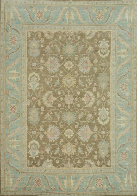 Vegetable Dye Brown Oushak Turkish Large Rug 10x14