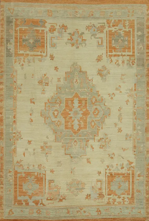 Vegetable Dye Wool Oushak Turkish Large Rug 10x14
