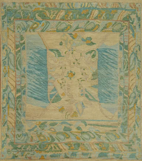 Square Wool Oushak Vegetable Dye Area Rug 10x10