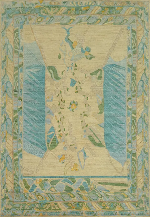 Handmade Wool Oushak Vegetable Dye Large Rug 10x14