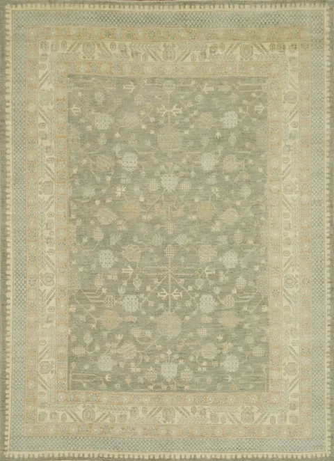 Vegetable Dye Floral Oushak Turkish Area Rug 8x10