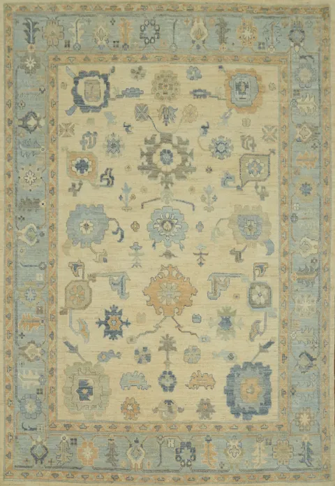 Vegetable Dye Floral Oushak Turkish Area Rug 8x10