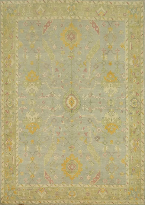 Vegetable Dye Wool Oushak Turkish Area Rug 9x12