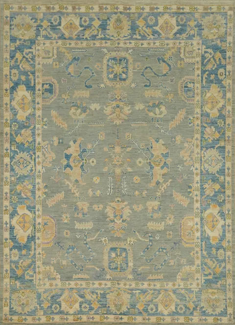 Vegetable Dye Floral Oushak Turkish Area Rug 8x10