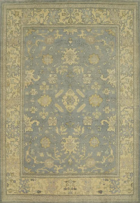 Slate Wool Vegetable Dye Oushak Turkish Area Rug 8x10