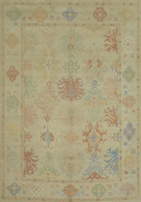 Handmade Wool Oushak Vegetable Dye Area Rug 9x12