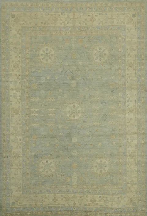 Vegetable Dye Wool Oushak Turkish Area Rug 9x12