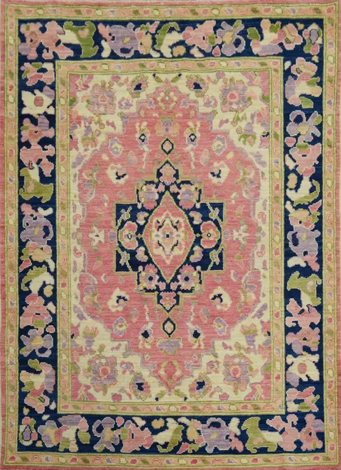 Vegetable Dye Pink Oushak Turkish Rug 5x7