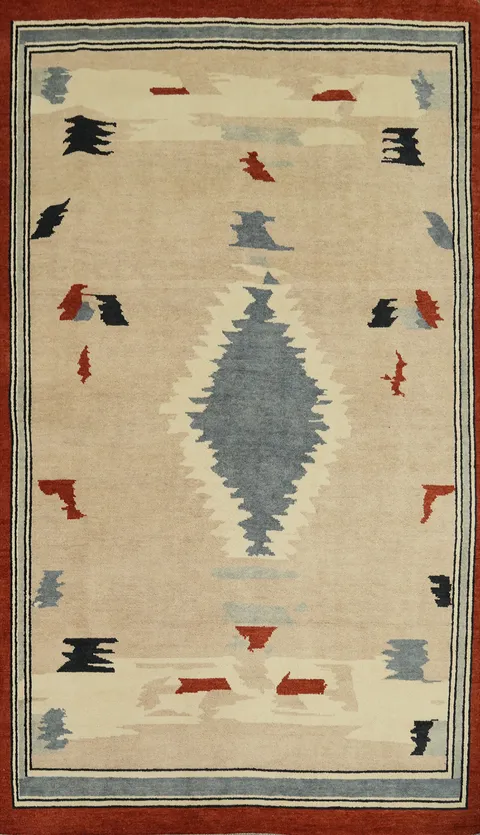 Premium Quality Hand-Knotted Gabbeh Turkish Rug with Southwest-Inspired Design 5x8 ft