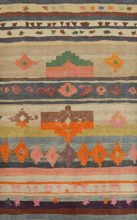 Multicolor Wool Gabbeh Vegetable Dye Turkish Area Rug 6x9